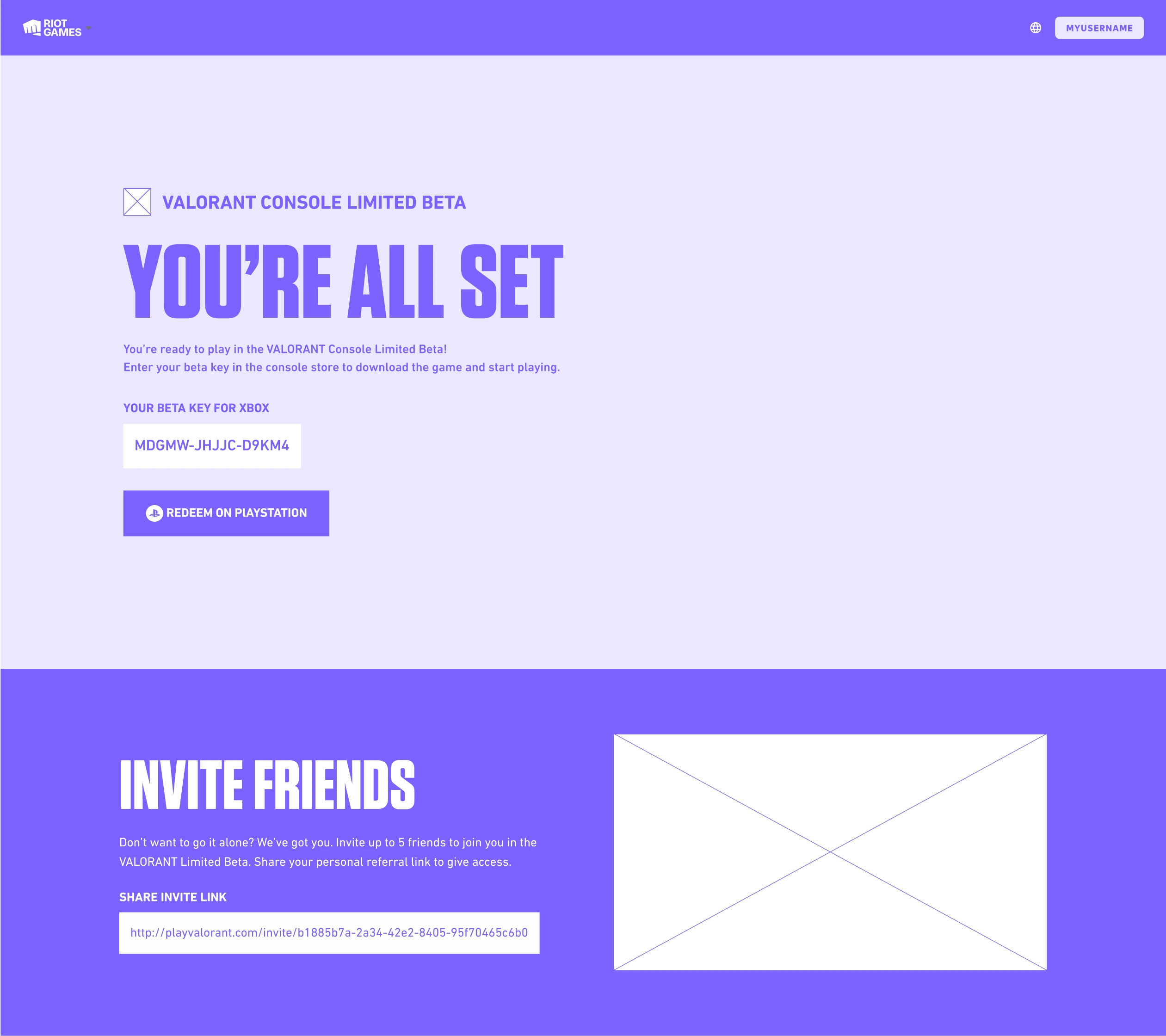 invite success screen